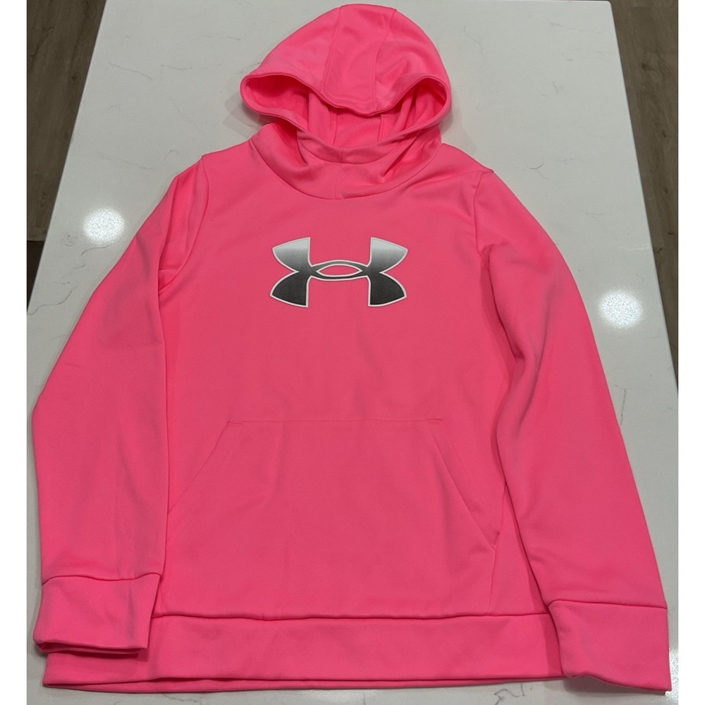 Under Armour Girls Fleece Hoodie Neon Pink- Youth Large YLG